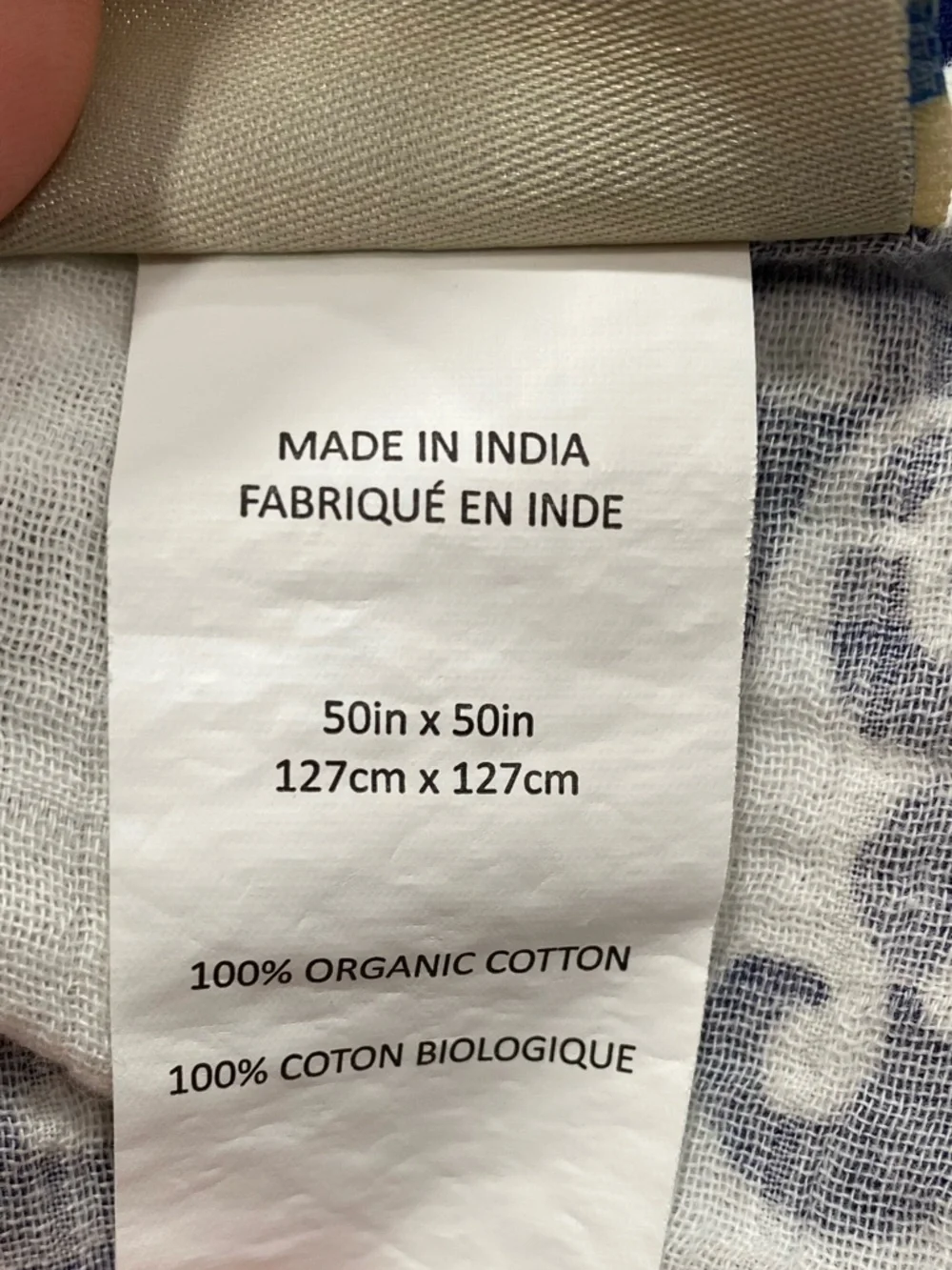 Pottery Barn Kids Organic Cotton Muslin Paisley Blanket 50x50 Blue White Throw - Picture 6 of 12